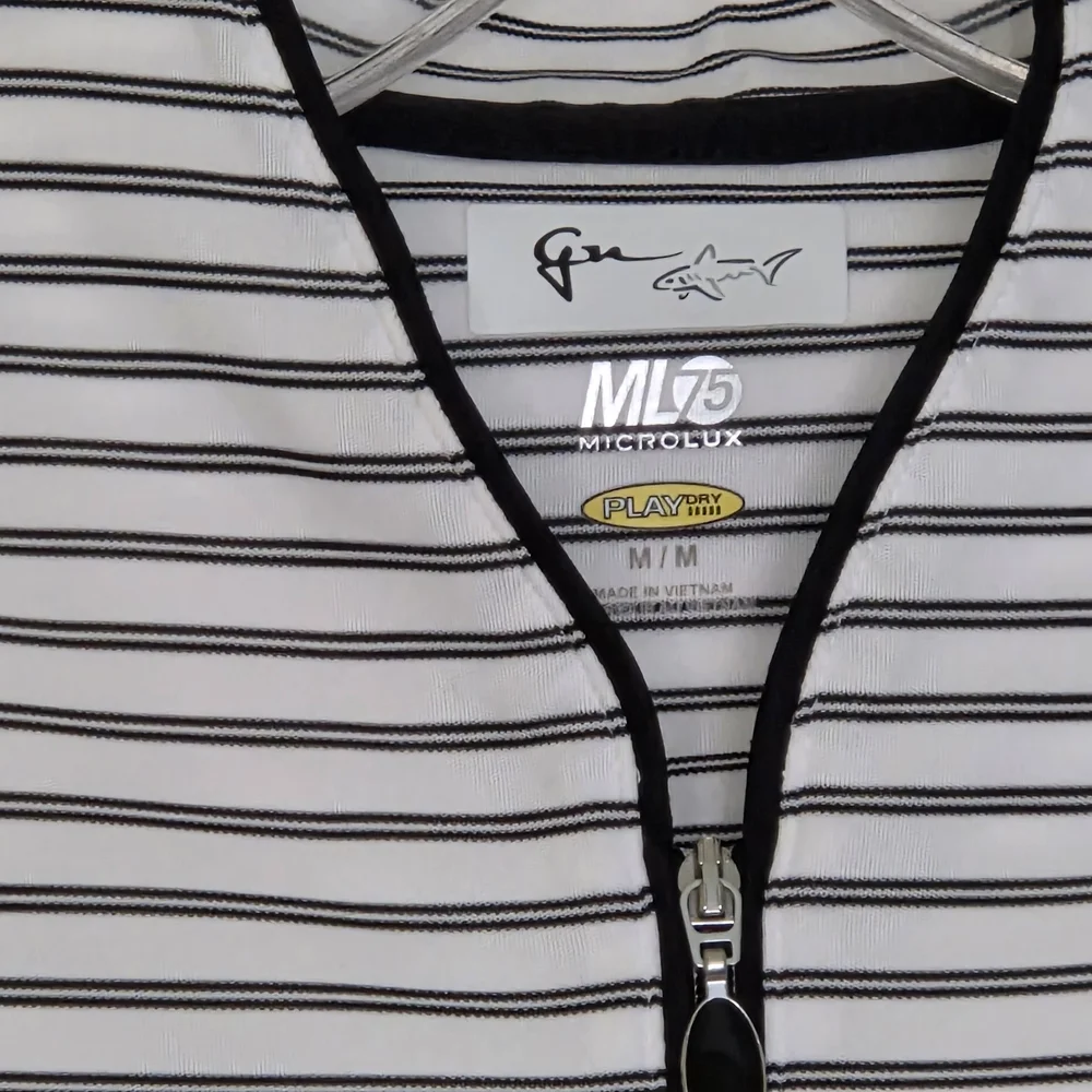 Greg Norman Collection Black & White Striped Zip Golf Top Women's #250 - Picture 2 of 5